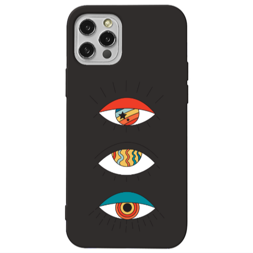 Apple iPhone 13 Pro 3 different eyes Black Colored Silicone TPU Θήκη