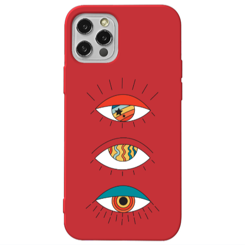 Apple iPhone 13 Pro 3 different eyes Red Colored Silicone TPU Θήκη