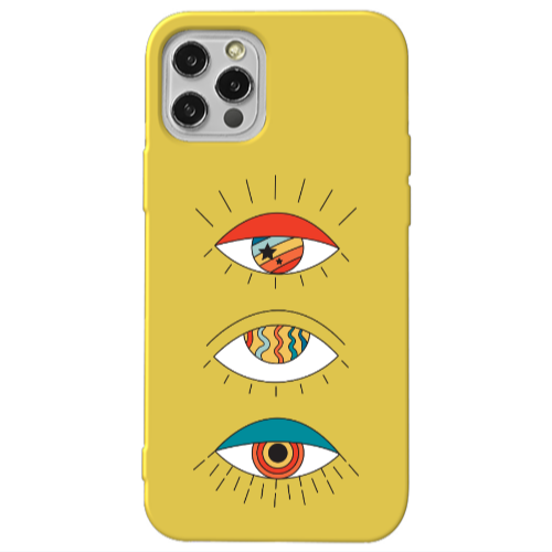 Apple iPhone 13 Pro 3 different eyes Yellow Colored Silicone TPU Θήκη