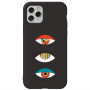 Apple iPhone 11 Pro Max 3 different eyes Black Colored Silicone TPU Θήκη