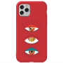 Apple iPhone 11 Pro Max 3 different eyes Red Colored Silicone TPU Θήκη