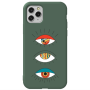 Apple iPhone 11 Pro Max 3 different eyes Dark Green Colored Silicone TPU Θήκη