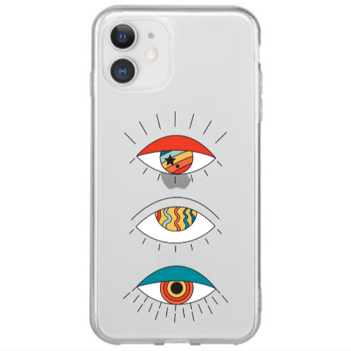 Apple iPhone 12 Mini 3 different eyes Transparent Silicone TPU Θήκη