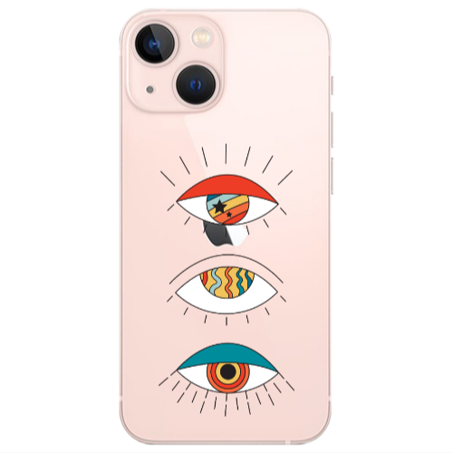 Apple iPhone 13 Mini 3 different eyes Transparent Silicone TPU Θήκη