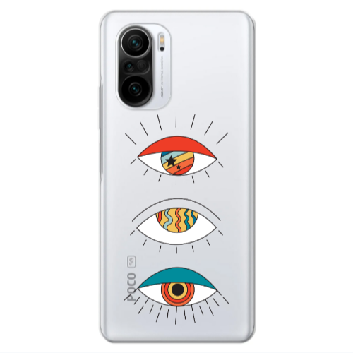 Xiaomi Poco F3 3 different eyes Transparent Silicone TPU Θήκη