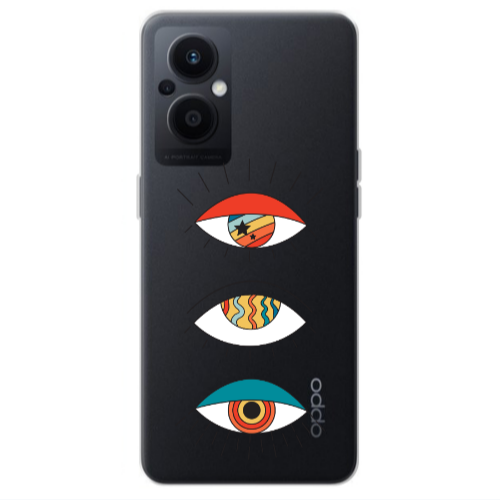 Oppo Reno 7 Lite 3 different eyes Transparent Silicone TPU Θήκη