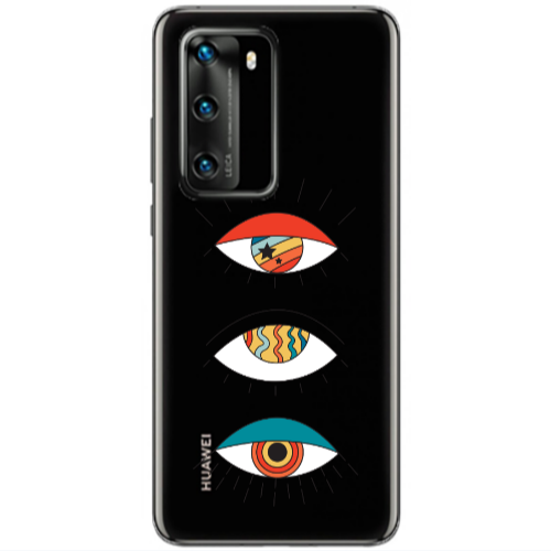 Huawei P40 3 different eyes Transparent Silicone TPU Θήκη