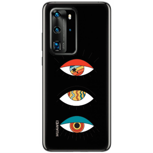 Huawei P40 Pro 3 different eyes Transparent Silicone TPU Θήκη