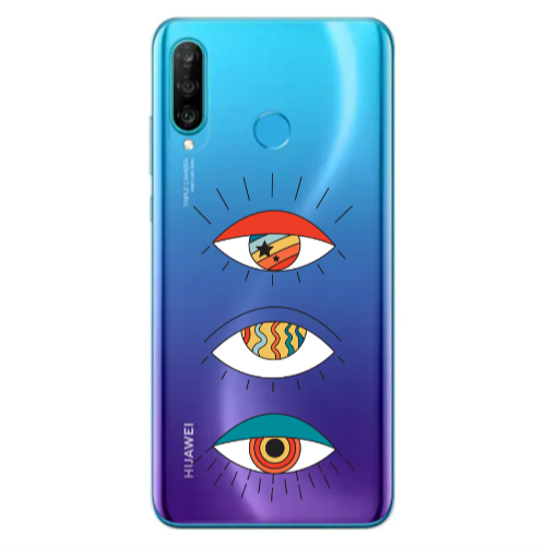Huawei P30 Lite 3 different eyes Transparent Silicone TPU Θήκη