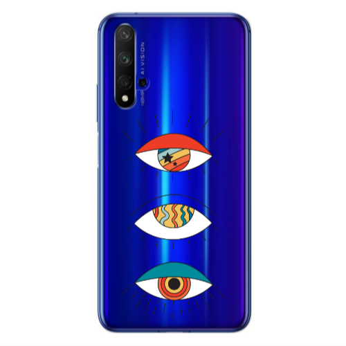 Huawei Nova 5 T 3 different eyes Transparent Silicone TPU Θήκη