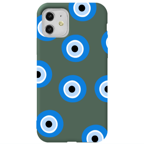 Apple iPhone 11  Evil eyes beads Dark Green Colored Silicone TPU Θήκη