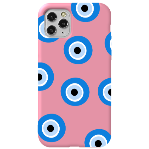 Apple iPhone 11 Pro Evil eyes beads Pink Colored Silicone TPU Θήκη