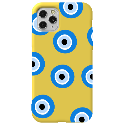 Apple iPhone 11 Pro Evil eyes beads Yellow Colored Silicone TPU Θήκη
