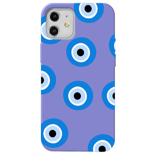 Apple iPhone 12 Evil eyes beads Purple Colored Silicone TPU Θήκη