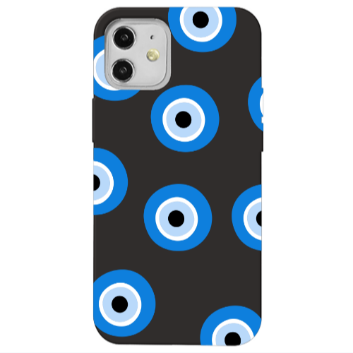 Apple iPhone 12 Evil eyes beads Black Colored Silicone TPU Θήκη