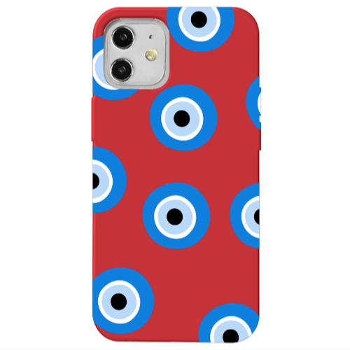 Apple iPhone 12 Evil eyes beads Red Colored Silicone TPU Θήκη