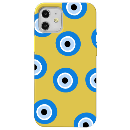 Apple iPhone 12 Evil eyes beads Yellow Colored Silicone TPU Θήκη