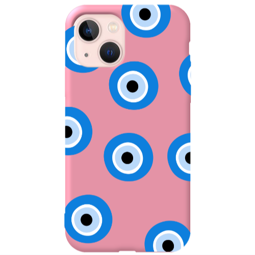 Apple iPhone 13 Evil eyes beads Pink Colored Silicone TPU Θήκη