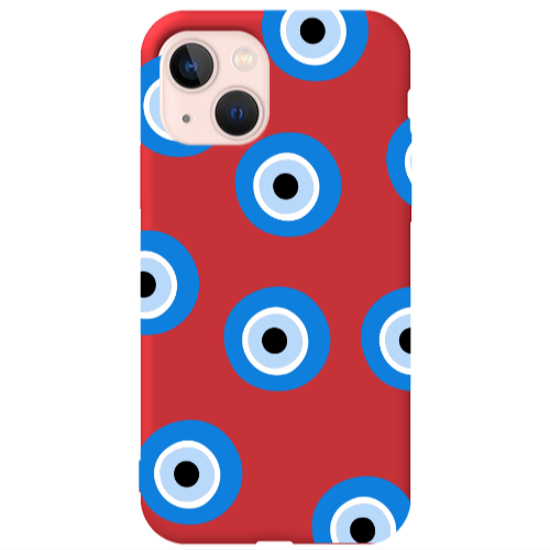 Apple iPhone 13 Evil eyes beads Red Colored Silicone TPU Θήκη