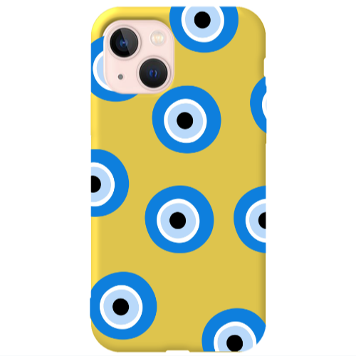 Apple iPhone 13 Evil eyes beads Yellow Colored Silicone TPU Θήκη