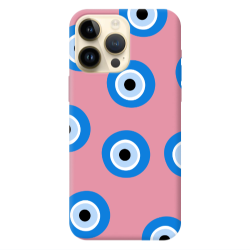 Apple iPhone 13 Pro Max Evil eyes beads Pink Colored Silicone TPU Θήκη