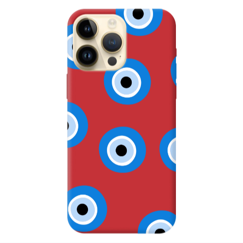 Apple iPhone 13 Pro Max Evil eyes beads Red Colored Silicone TPU Θήκη