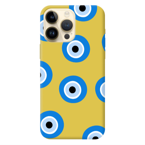 Apple iPhone 13 Pro Max Evil eyes beads Yellow Colored Silicone TPU Θήκη