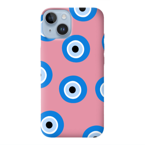 Apple iPhone 14 Plus Evil eyes beads Pink Colored Silicone TPU Θήκη