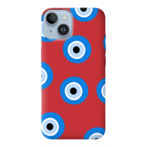 Apple iPhone 14 Plus Evil eyes beads Red Colored Silicone TPU Θήκη