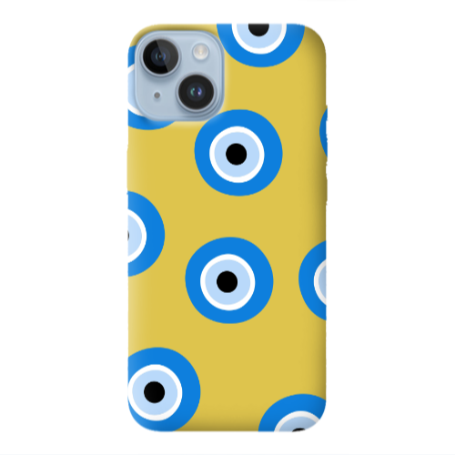 Apple iPhone 14 Plus Evil eyes beads Yellow Colored Silicone TPU Θήκη