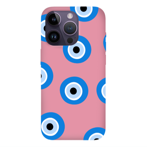 Apple iPhone 14 Pro  Evil eyes beads Pink Colored Silicone TPU Θήκη