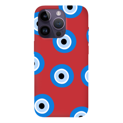 Apple iPhone 14 Pro  Evil eyes beads Red Colored Silicone TPU Θήκη