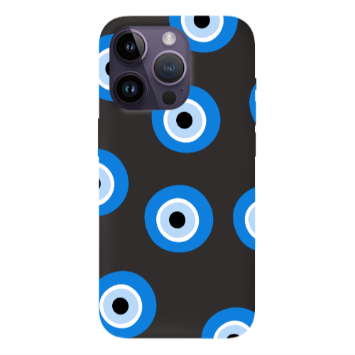 Apple iPhone 14 Pro Max Evil eyes beads Black Colored Silicone TPU Θήκη