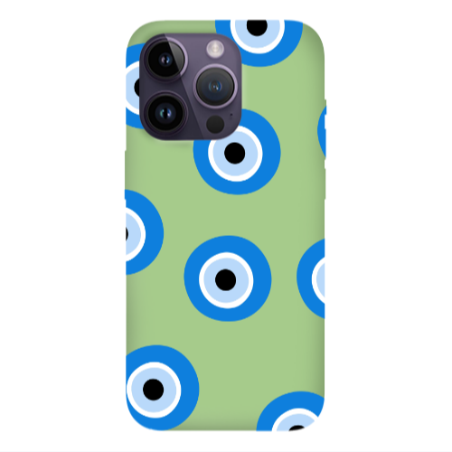Apple iPhone 14 Pro Max Evil eyes beads Light Green Colored Silicone TPU Θήκη