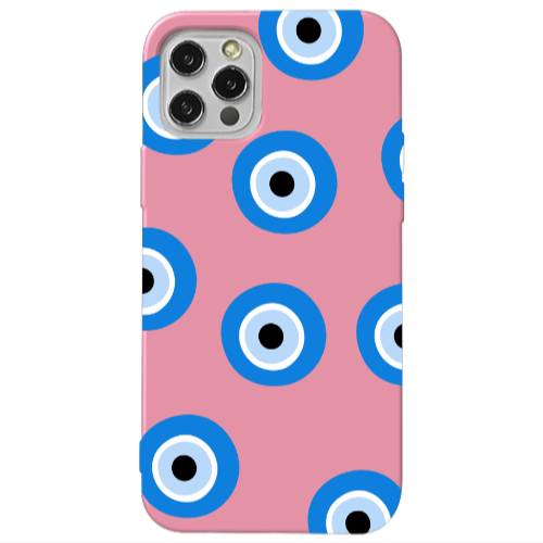 Apple iPhone 13 Pro Evil eyes beads Pink Colored Silicone TPU Θήκη
