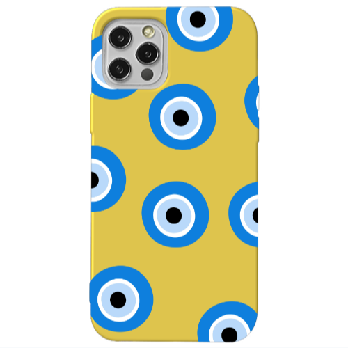 Apple iPhone 13 Pro Evil eyes beads Yellow Colored Silicone TPU Θήκη