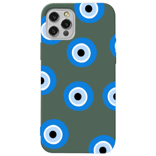 Apple iPhone 13 Pro Evil eyes beads Dark Green Colored Silicone TPU Θήκη