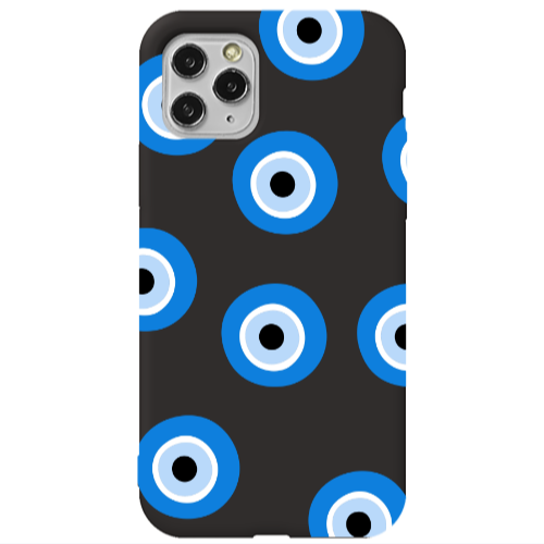 Apple iPhone 11 Pro Max Evil eyes beads Black Colored Silicone TPU Θήκη