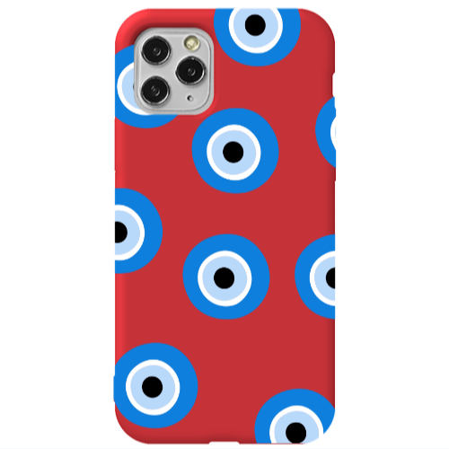Apple iPhone 11 Pro Max Evil eyes beads Red Colored Silicone TPU Θήκη