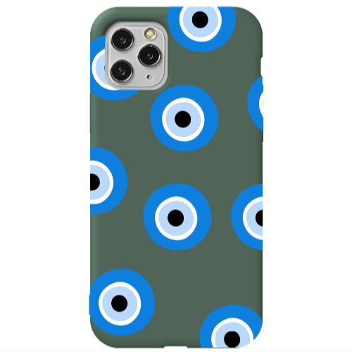 Apple iPhone 11 Pro Max Evil eyes beads Dark Green Colored Silicone TPU Θήκη