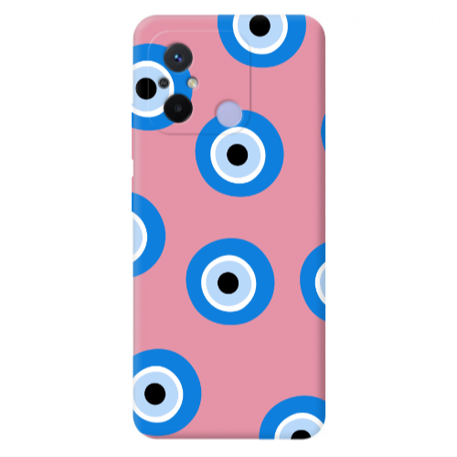 Xiaomi Redmi 12C Evil eyes beads Pink Colored Silicone TPU Θήκη