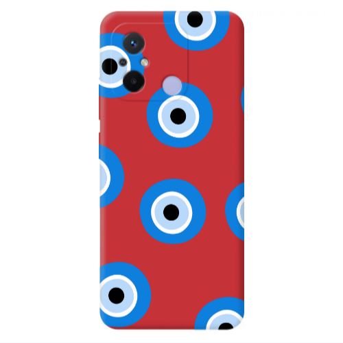 Xiaomi Redmi 12C Evil eyes beads Red Colored Silicone TPU Θήκη