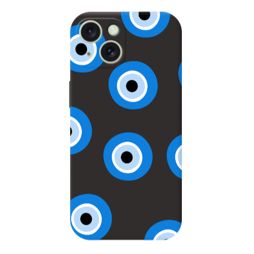 Apple iPhone 15 Evil eyes beads Black Colored Silicone TPU Θήκη