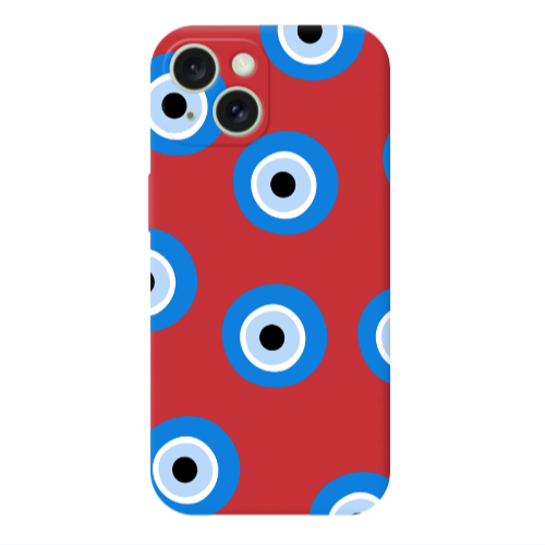 Apple iPhone 15 Evil eyes beads Red Colored Silicone TPU Θήκη