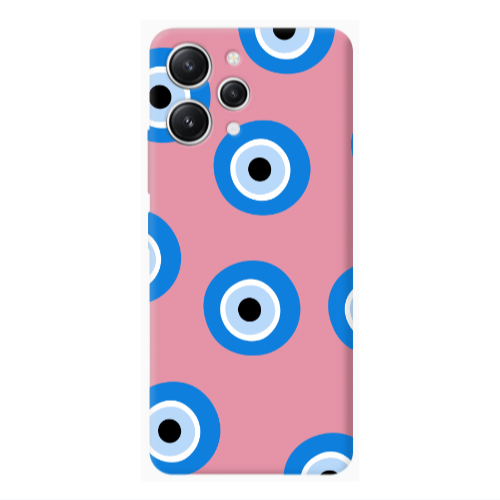 Xiaomi Redmi 12 Evil eyes beads Pink Colored Silicone TPU Θήκη