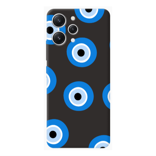 Xiaomi Redmi 12 Evil eyes beads Black Colored Silicone TPU Θήκη