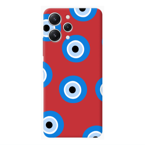 Xiaomi Redmi 12 Evil eyes beads Red Colored Silicone TPU Θήκη
