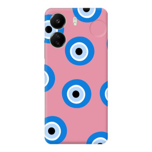 Xiaomi Redmi 13C Evil eyes beads Pink Colored Silicone TPU Θήκη