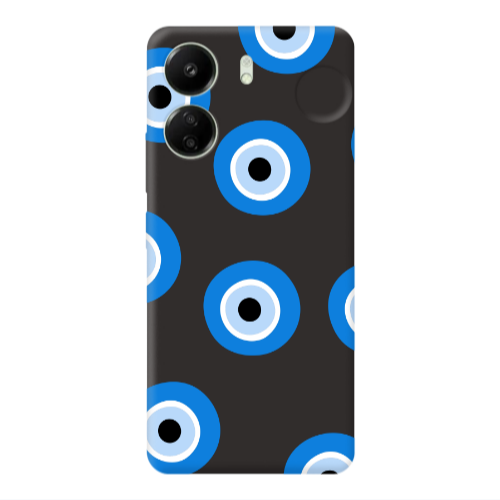 Xiaomi Redmi 13C Evil eyes beads Black Colored Silicone TPU Θήκη