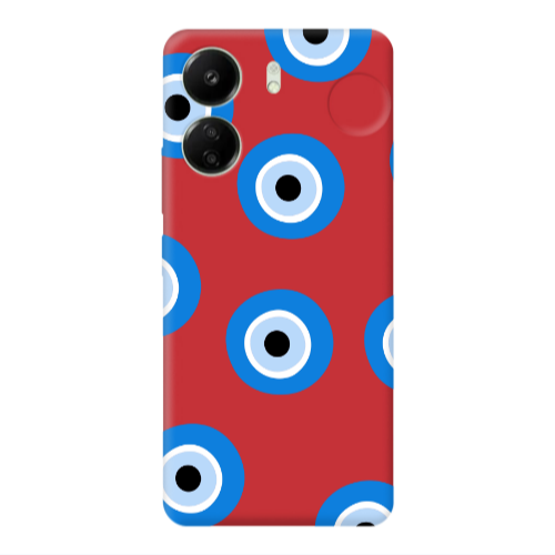 Xiaomi Redmi 13C Evil eyes beads Red Colored Silicone TPU Θήκη